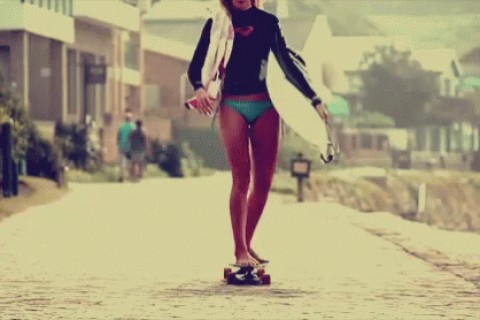 Girl on a skateboard (17 gifs)