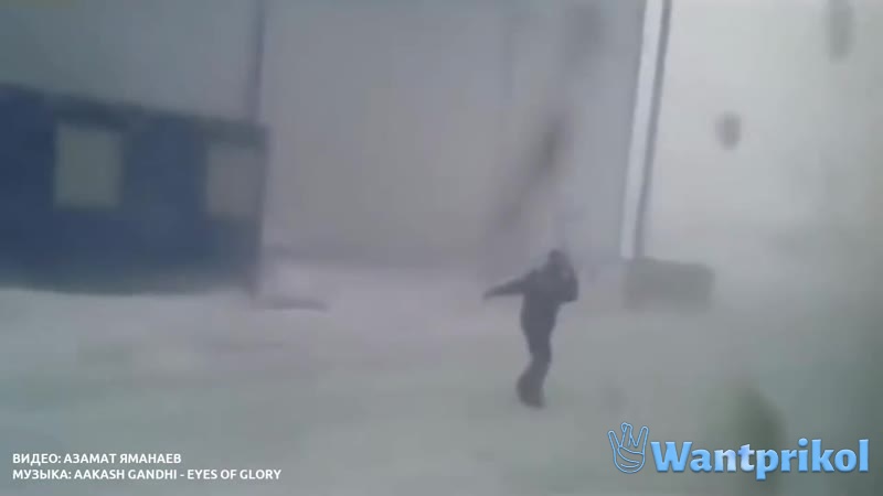 A man is blown away by the wind