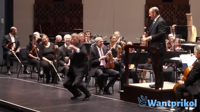 When you perform in the orchestra for the first day. Video joke