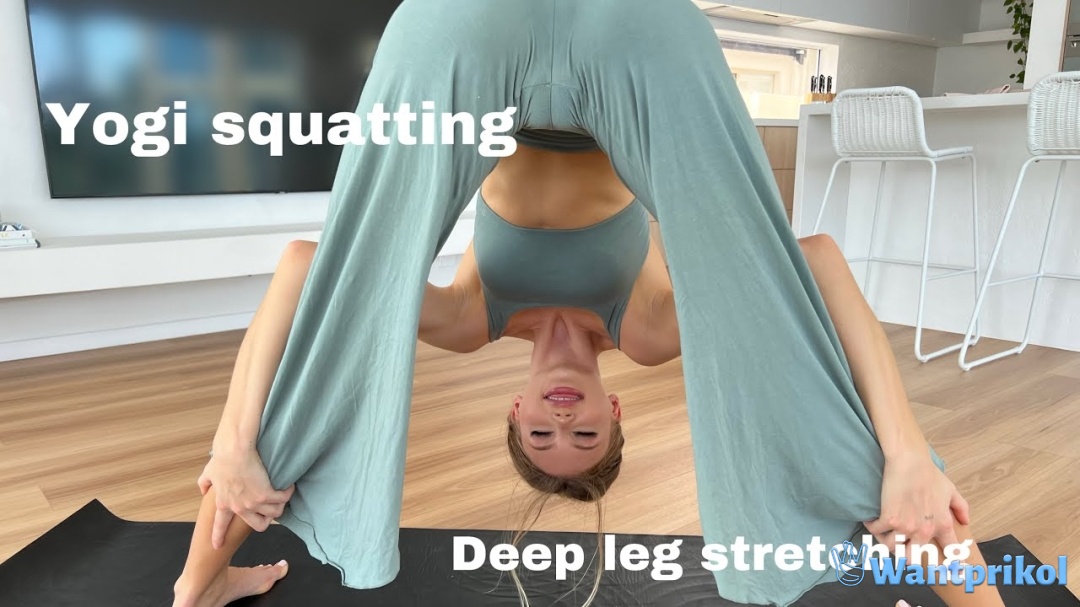 Deep leg stretching, yogi squats