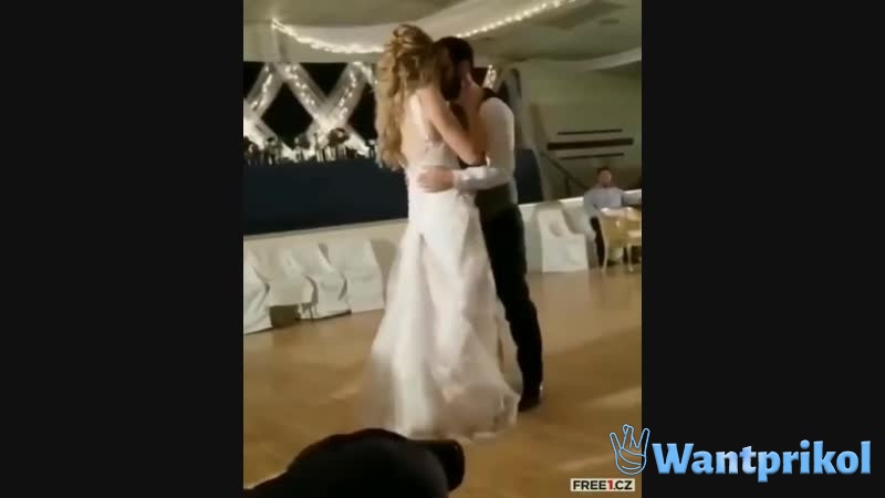 Modern dance of the bride and groom. Video joke