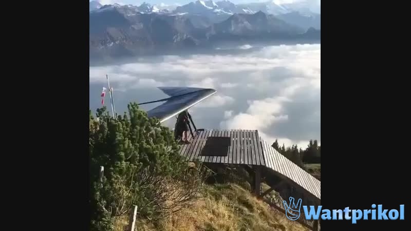 Beautiful flight above the clouds. Video joke