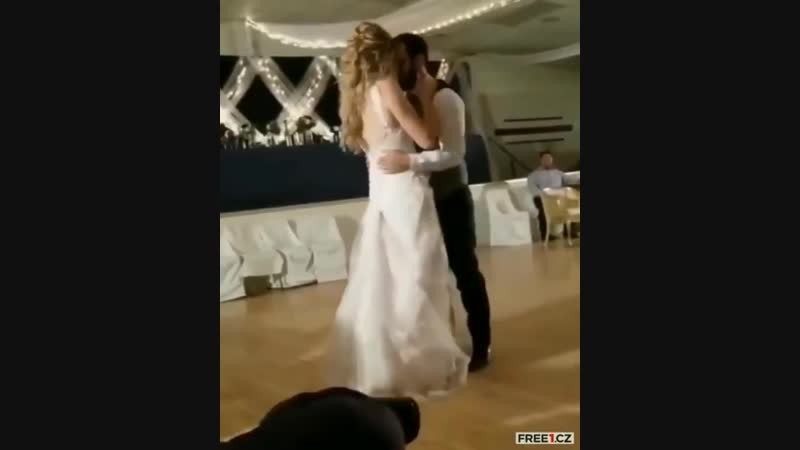 Modern dance of the bride and groom. Video joke